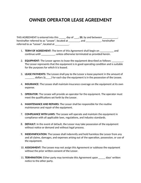 owner operator lease agreement sample pdf PDF