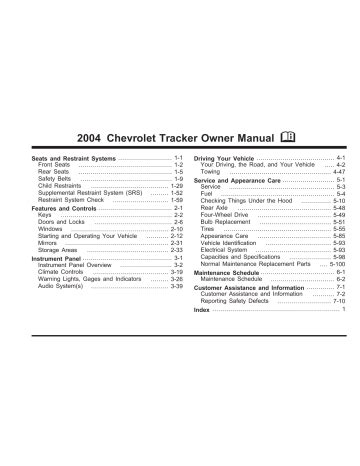 owners manual 2004 chevy tracker Kindle Editon