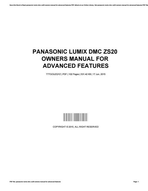 owners manual dmc zs20 PDF