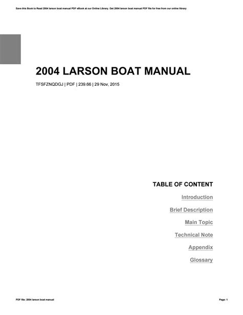 owners manual for 2004 larson boat PDF