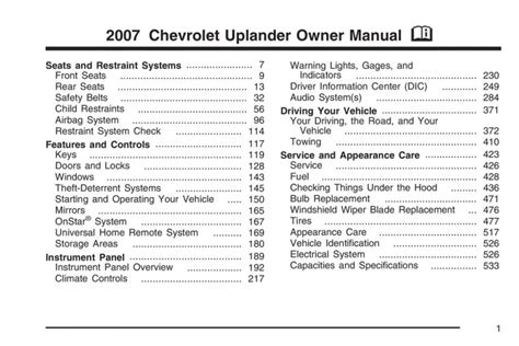 owners manual for chev uplander sl 2007 Reader