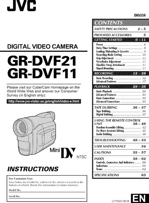 owners manual for jvc camcorder PDF