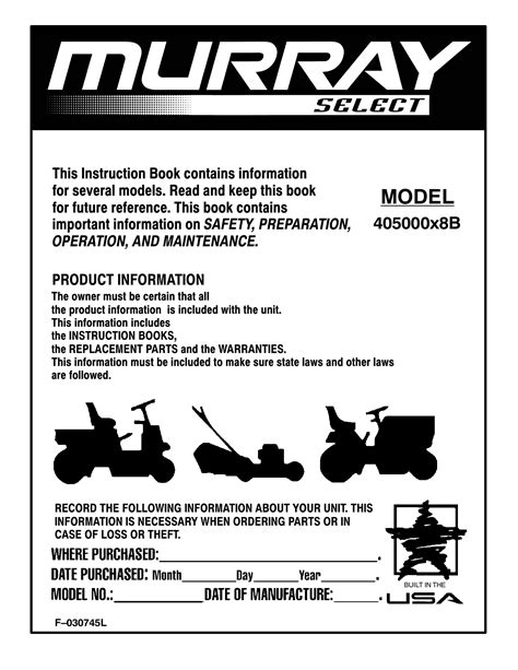 owners manual for murray model 22541x92d Epub