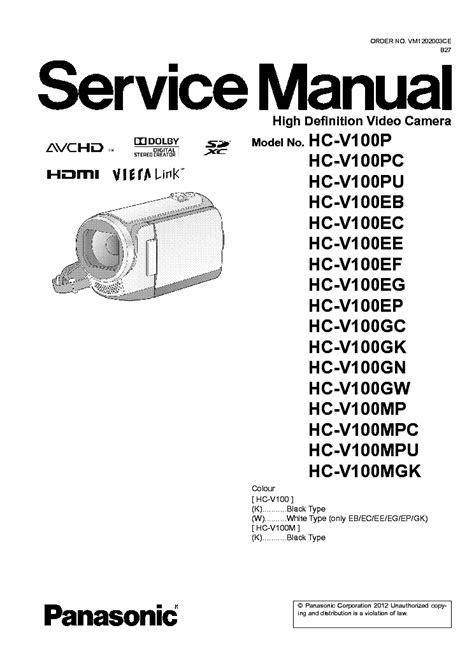 owners manual for panasonic hc v100 Reader