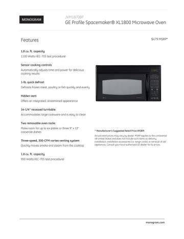 owners manual ge spacemaker xl1800 microwave PDF