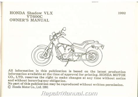 owners manual honda shadow 600 vlx PDF