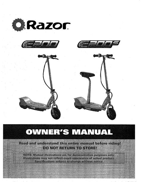 owners manual razor e200 PDF