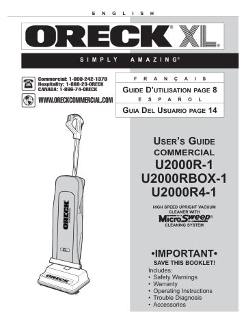 owners manual to commercial oreck Reader