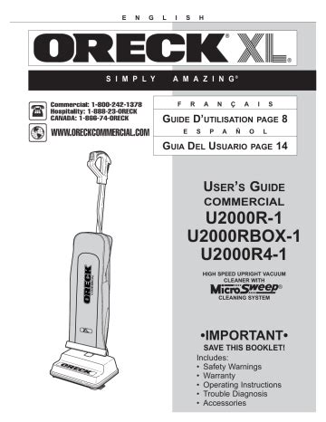 owners manual to commercial oreck Reader