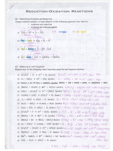 oxidation reduction concept review answers Doc