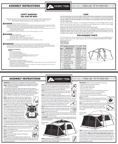 ozark trail tent parts list