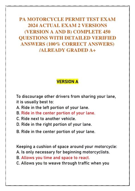 pa motorcycle test questions Doc