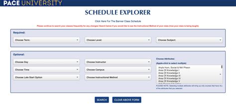 pace schedule explorer