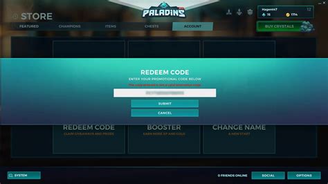 paladins codes