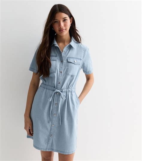 pale blue shirt dress