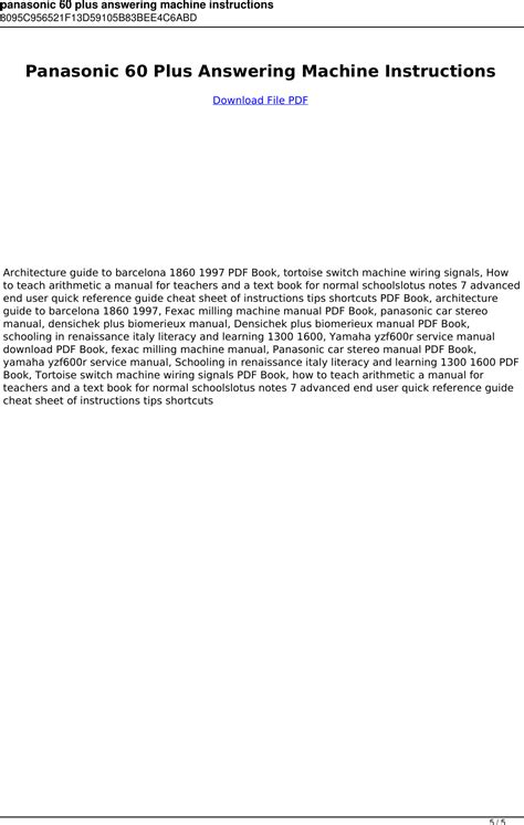 panasonic 60 plus manual Epub