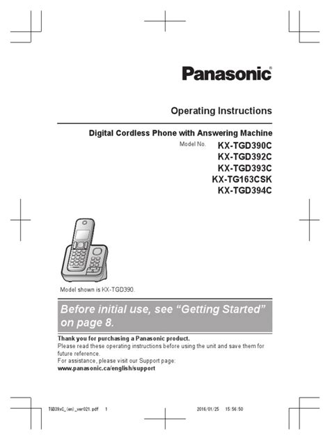 panasonic cordless telephone user manuals Kindle Editon