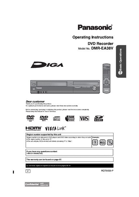 panasonic dmr ea38v user manual Reader