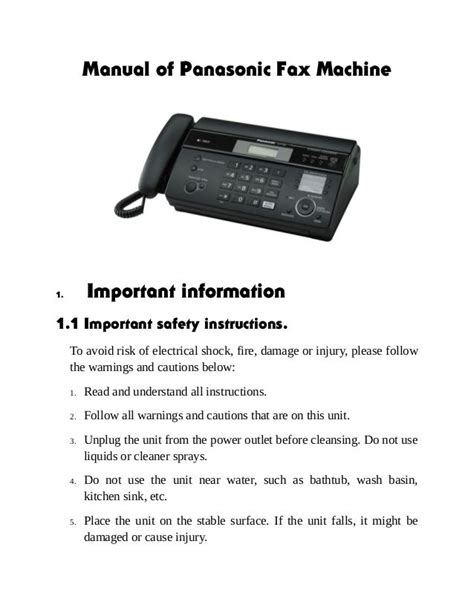 panasonic fax user guide Epub