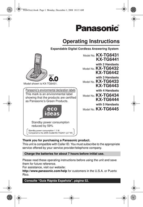 panasonic kx tg6441 user manual Doc