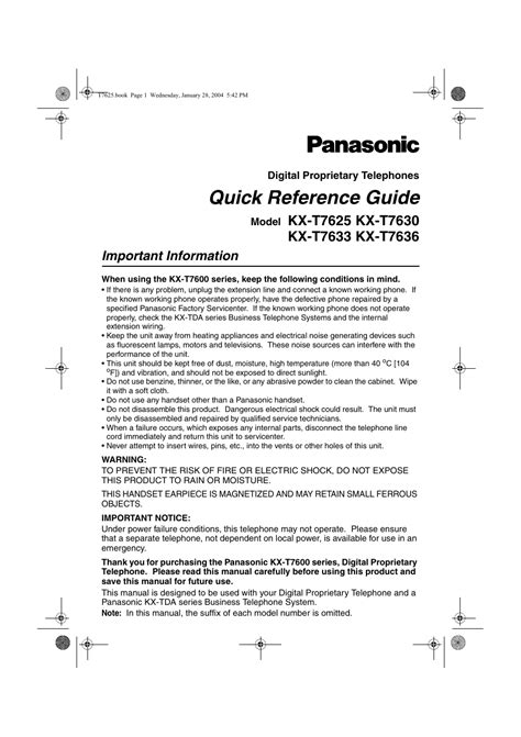panasonic t7630 user guide Kindle Editon