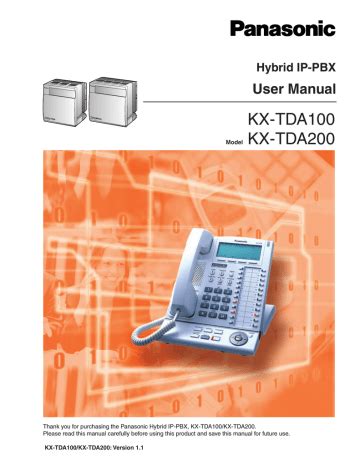 panasonic tda100 user manual PDF