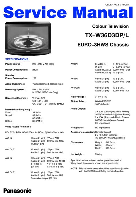 panasonic tx w36d3dp l service manual user guide Doc