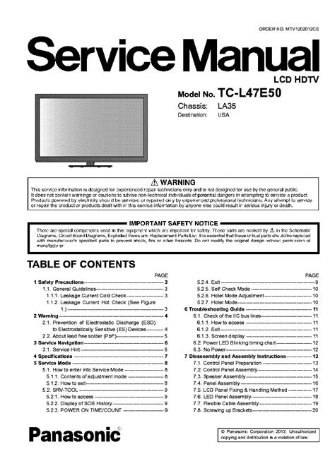 panasonic viera tc l47e50 manual PDF