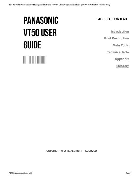 panasonic vt50 user manual Doc