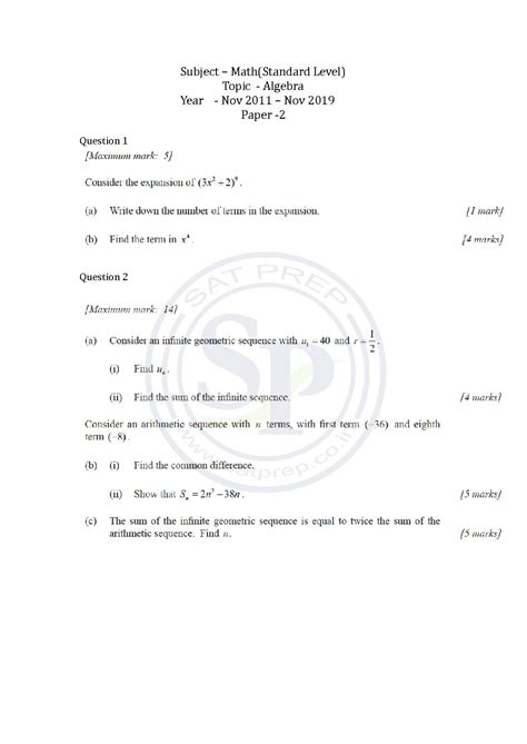 paper 2 math sl studies Doc