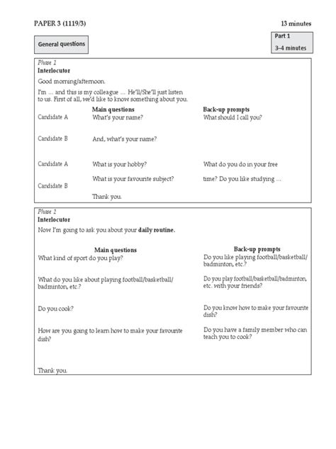 paper 3 speaking iltea PDF