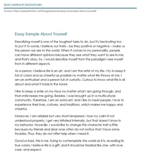 paper about yourself examples PDF
