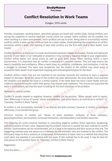 papers on conflict resolution Doc