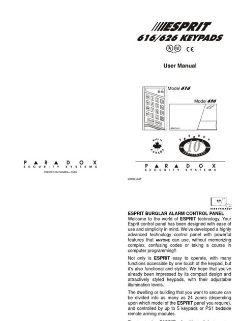 paradox esprit 626 manual Kindle Editon