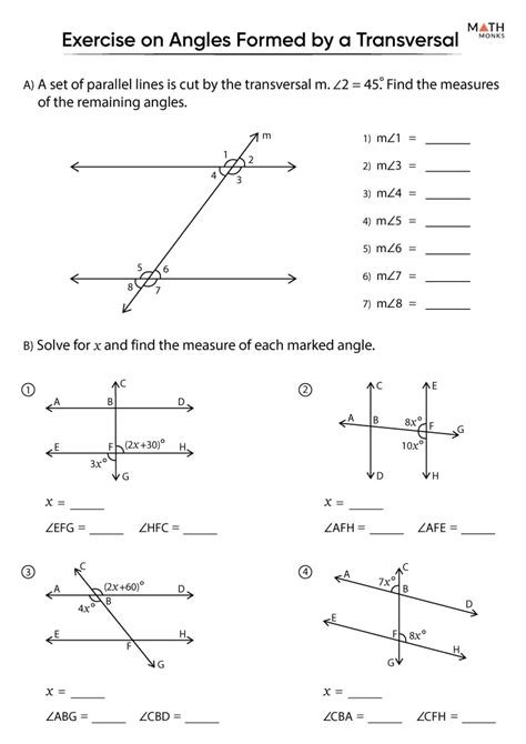 parallel lines and transversals worksheet