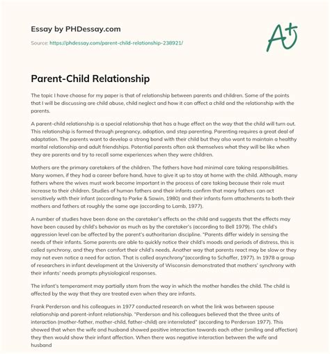 parent child relationship essay Doc
