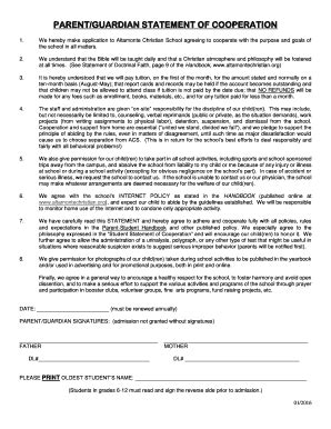 parent statement for college application example