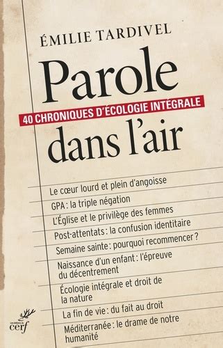 parole dans lair chroniques d cologie Doc