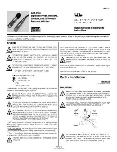 part i installation united electric controls inc pdf PDF