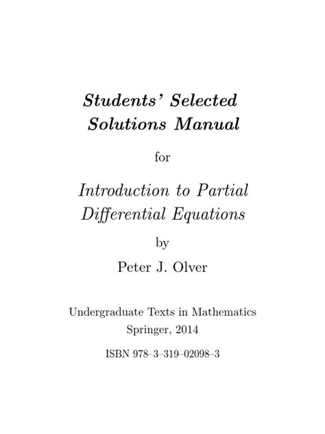 partial differential equations, student solutions manual ... PDF Doc