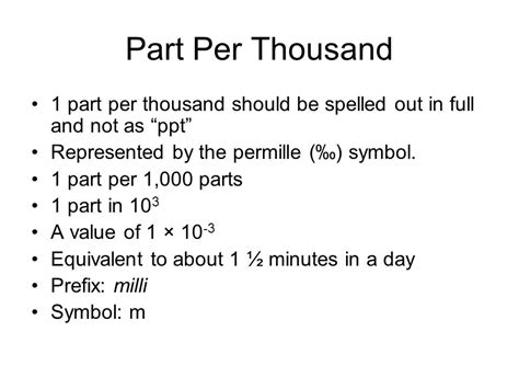 parts per thousand to percentage