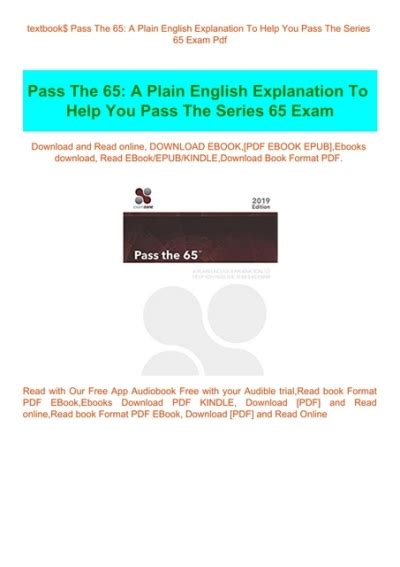 pass the 65 a plain english explanation to help you pass the series 65 exam Kindle Editon