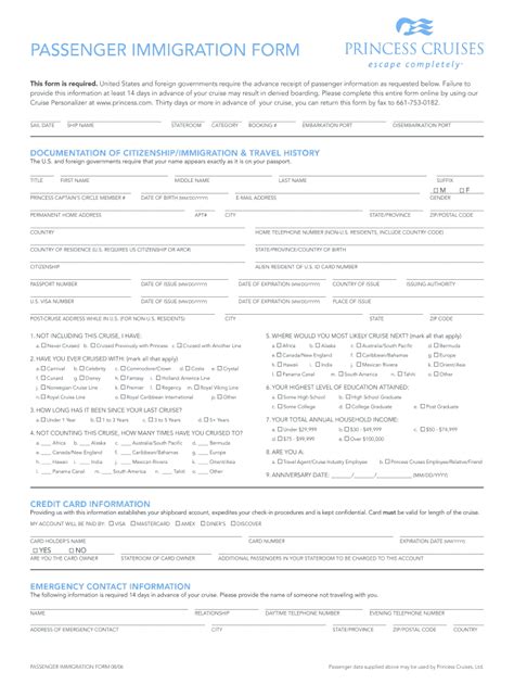 passenger_immigration_form_princess_cruises Ebook PDF