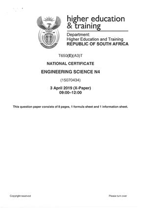 past question papers for engineering science n1 Reader