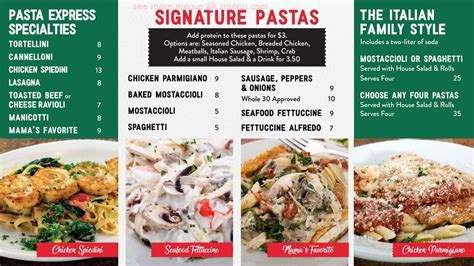 pasta express menu