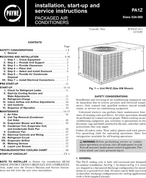 payne gas packaged unit manual PDF