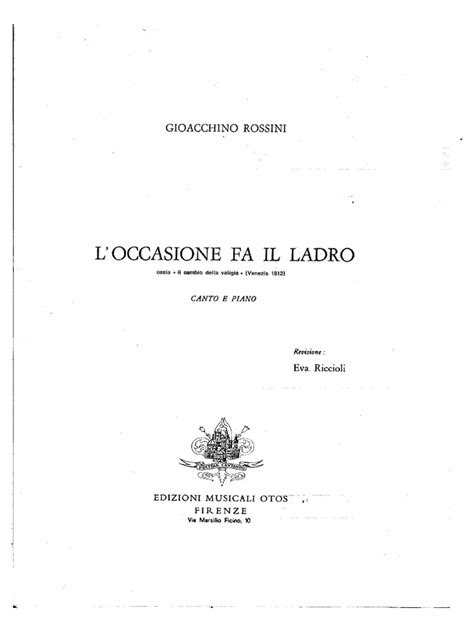pdf book loccasione ladro vocal score critical Kindle Editon