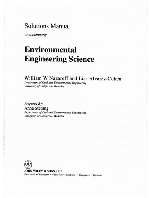 pdf environmental engineering science nazaroff solutions manual Kindle Editon