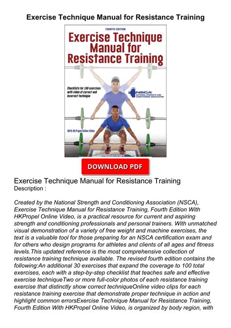 pdf exercise technique manual for resistance training 2nd Epub