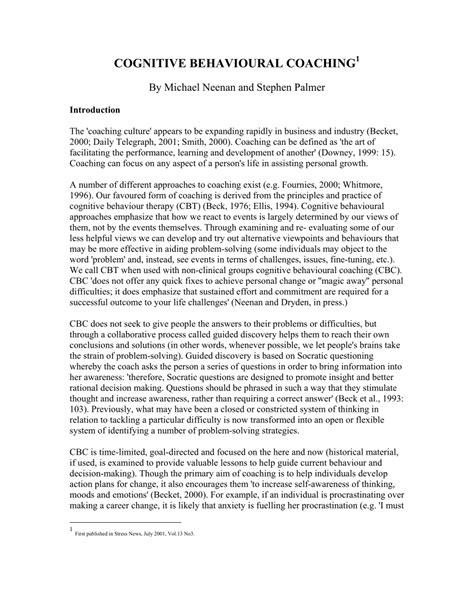 pdf free cognitive behavioural coaching Doc